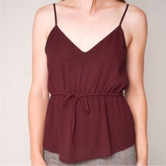 Aritzia Babaton Maroon Burgundy silky camisole with draped back size small - Picture 1 of 4